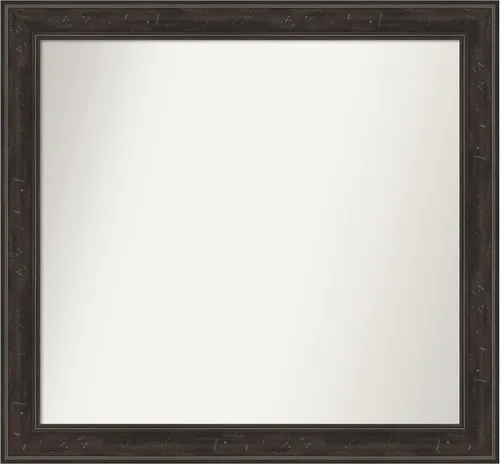 Vista 126 de Amanti Art Espejo de baño marrón para sobre el fregadero, 24 x 24 pulgadas, espejo de tocador cuadrado marrón Caleb, marco de madera rústica