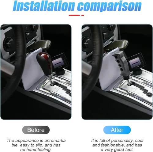 Vista 6 de Pomo de palanca de cambios para automóvil, agarre de transmisión manual y automática con mango tipo cuchillo con tornillos adaptadores y llave Negro