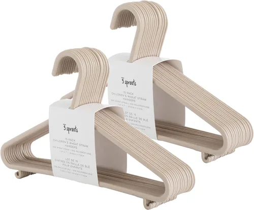 Vista 15 de 3 Sprouts Perchas de Plástico de Paja de Trigo - Paquete de 30 Perchas para Niños Pequeños para Ropa de Niños y Bebés, Abrigos - Ideal para Niñas