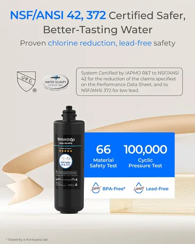 Vista 4 de Waterdrop RF10 - Cartucho de filtro de repuesto para filtro de agua debajo del fregadero 10UA/10UB, reduce PFAS, PFOA/PFOS, plomo, cloro, mal sabor
