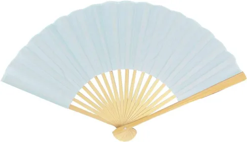 Vista 2 de Quasimoon PaperLanternStore.com Abanicos de mano de seda azul Arctic Spa de 9 pulgadas para bodas (paquete de 10)