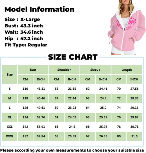 Vista 3 de ANNAPU Sudaderas con capucha para mujer, diseño de bar-bie, para otoño, de gran tamaño, casual, con cordón, Y2K, con bolsillo
