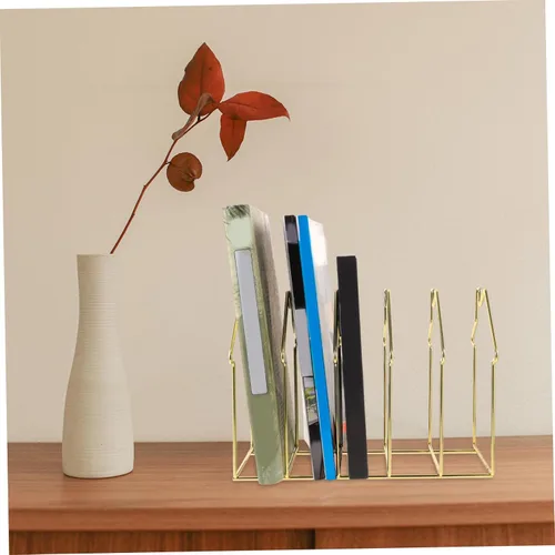 Vista 5 de DOITOOL 1pc Iron Desktop File Organizer Rack Sections Stylish Storage for Documents Books Magazines Unique House Design for Home Office Organization