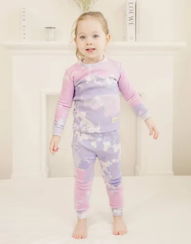 Vista 2 de VAENAIT BABY 12M-12Y Toddler Kids Boys Girls 100% Cotton Marbling Tiedye Sung Fit Sleepwear Pajamas 2pcs Pjs Set
