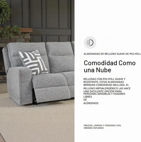 Vista 8 de Signature Design by Ashley Sofá reclinable eléctrico, gris peltre, Biscoe