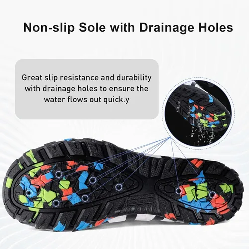 Vista 4 de Zapatillas para el agua hiitave para hombre y mujer, de secado rápido, zapatillas tipo calcetín estilo barefoot, para surf, caminar por el río