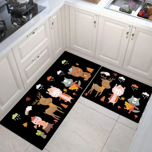 Vista 23 de Alfombras de cocina coloridas para piso, alfombras de cocina antideslizantes, juego de tapetes de cocina de granja, alfombras y tapetes de cocina