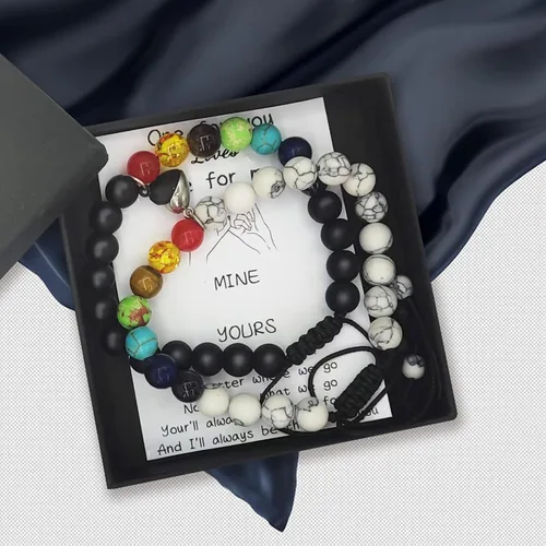 Vista 79 de 2 pulseras magnéticas para parejas, piedra natural negra mate, cristal para votos de amor eterno, juego de pulseras de cuentas de piedra de energía