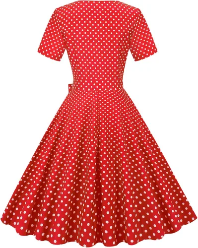 Vista 8 de Vestido largo de verano de manga corta para mujer, vestidos de cóctel de lunares, vestidos de verano para invitados de boda para mujer, vestido