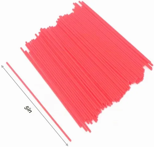 Vista 2 de Pajitas de lata, popote de extensión de lata de aerosol de repuesto, popotes de extensión de plástico rojo, 5 pulgadas (paquete de 50)