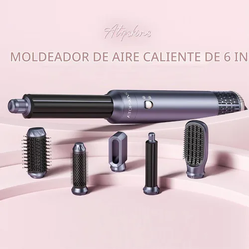 Vista 3 de Atopskins Cepillo secador de pelo 6 en 1, moldeador de aire desmontable, cepillo secador de pelo, 3 ajustes de calor, secado sin encrespamiento