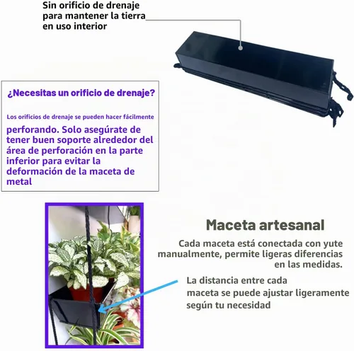 Vista 4 de LaLaGreen - Maceta escalonada de 16 pulgadas para plantas suculentas de Negro