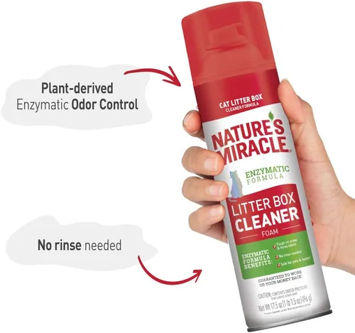 Vista 2 de Limpiador de bandeja de espuma Nature’s Miracle, resistente a los olores de orina de gato, fórmula enzimática, 17.5 oz (495 g)