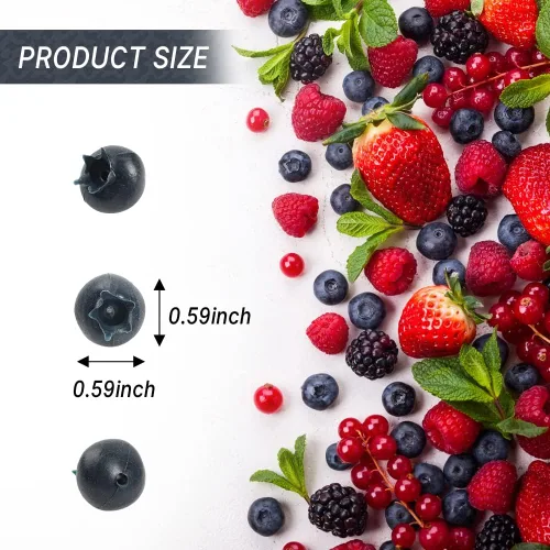 Vista 6 de Arándano artificial, 50 unidades de arándanos falsos sin escarcha realistas de simulación de bayas azules de frutas falsas para manualidades, hogar