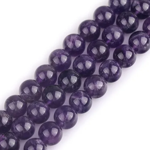 Vista 35 de GEM-Inside - 95 cuentas AA color morado oscuro de amatista de 15 pulgadas por hebra con agujero, piedras preciosas naturales y cuentas de cristal