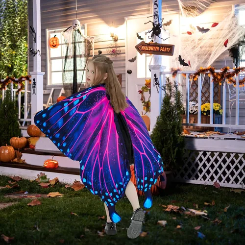 Vista 5 de Butterfly Costume Halloween Costumes for Girls Kids, Butterfly Wings Costume Cape Shawl for Girls Fairy Wing