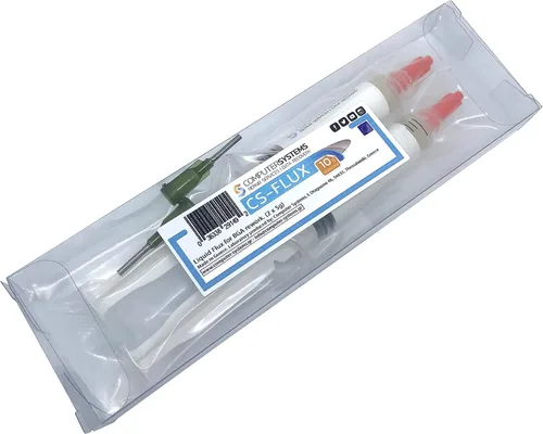 Vista 3 de CS-Flux 0.35 oz (2x5g) Flujo líquido libre de halógenos de baja viscosidad para reprocesamiento de componentes BGA, reflujo ideal para reparaciones