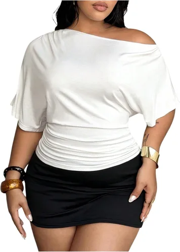 Vista 28 de SweatyRocks Women's Off The Shoulder Tops Asymmetrical Summer Going Out Top Negro
