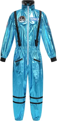 Vista 21 de GRAJTCIN Disfraz de astronauta para mujer, traje espacial brillante para Halloween, disfraz de astronauta