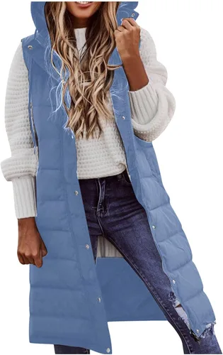 Vista 5 de Abrigo grueso para mujer, talla grande, cálido, con cremallera, de punto, manga larga, con capucha, abrigo largo con bolsillo