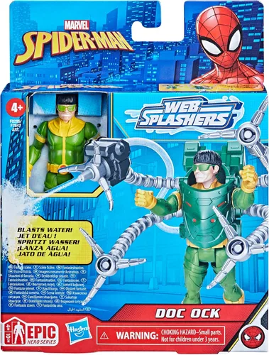 Vista 2 de Marvel Spider-Man Aqua Web Warriors - Figura de acción Doc Ock de 4 pulgadas con accesorio de equipo de agua recargable, figuras de acción