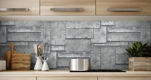 Vista 2 de NextWall Papel tapiz de metal de fuselaje sintético para despegar y pegar