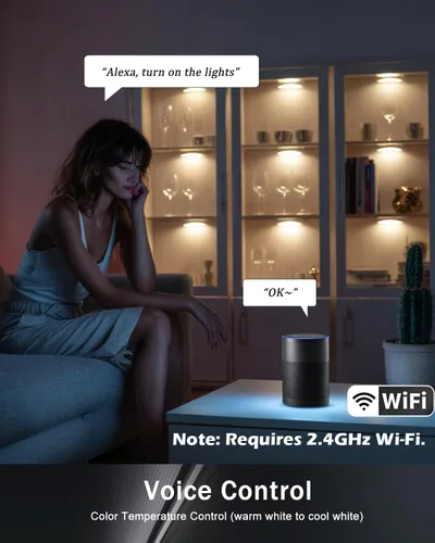 Vista 11 de Cefrank Smart Puck Lights - Paquete de 6 luces WiFi debajo del gabinete regulables 2700K-6000K LED Closet Shelf Display Gun Safe Jewelry Case