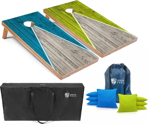 Vista 64 de Tailgating Pros Juego de tablero de Cornhole ligero con diseño piramidal con bolsas de frijoles y estuche de transporte, juego de cornhole