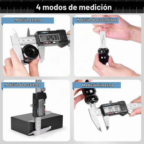 Vista 3 de Herramienta de medición de calibre, Qfun calibre digital de vernier de acero inoxidable de 6 pulgadas/150 mm, micrómetro digital impermeable, fácil
