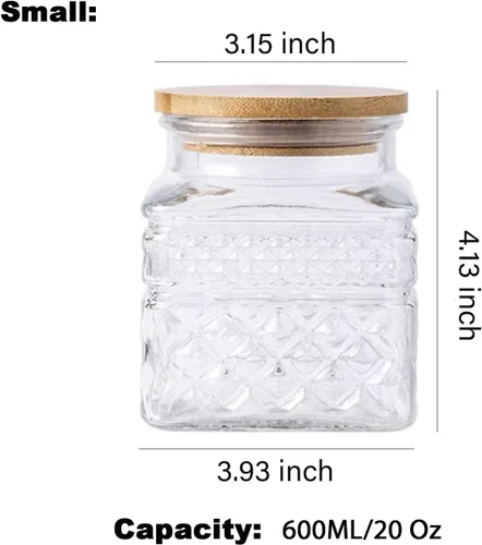 Vista 3 de Recipientes de vidrio para alimentos con tapas herméticas de bambú para dulces, aperitivos, café, galletas, frascos de vidrio, recipientes