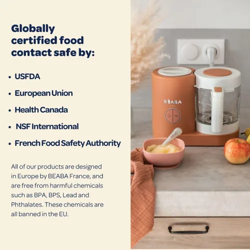 Vista 6 de BEABA Babycook Neo - Fabricante de alimentos para bebés Vidrio no tóxico y acero inoxidable Confiado por mamás famosas Procesador de alimentos