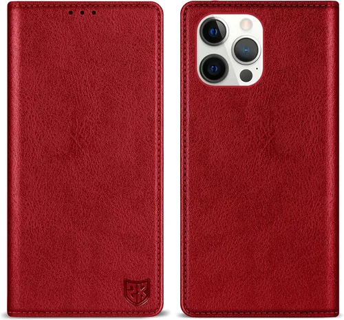 Vista 34 de ZZXX Funda tipo cartera para iPhone 13 con bloqueo RFID, soporte de ranura para tarjetas, funda protectora de cuero magnético fuerte plegable