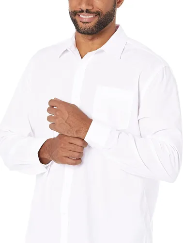 Vista 4 de Tienda Essentials - Camisa de popelina para hombre, de corte regular, manga larga e informal