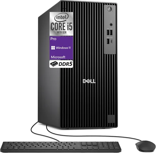 Vista 6 de Dell Pro Slim QCS1250 Intel i5-14500, RAM DDR5 de 16 GB, PCIe NVMe de 512 GB, RJ-45, puerto DP, HDMI, KB y mouse con cable, Windows 11 Pro