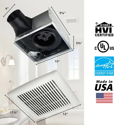 Vista 5 de Broan-NuTone AE110S Invent ENERGY STAR Ventilador certificado 110 CFM 1.0 Sones, blanco