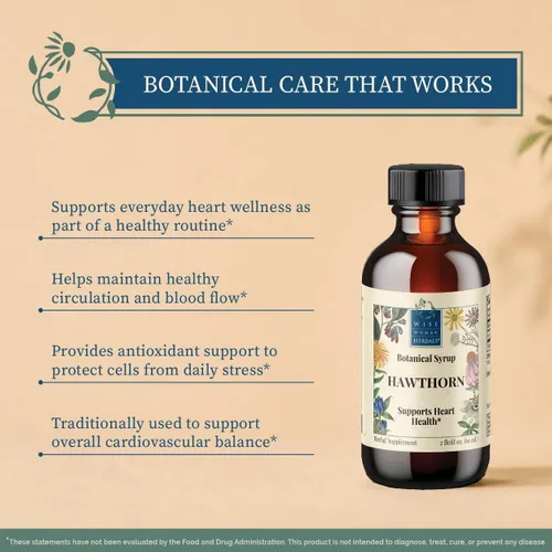 Vista 4 de Wise Woman Herbals Hawthorn Berry Extracto sólido 4:1, fuerza extra sin alcohol, promueve la circulación saludable, protección antioxidante, apoyo
