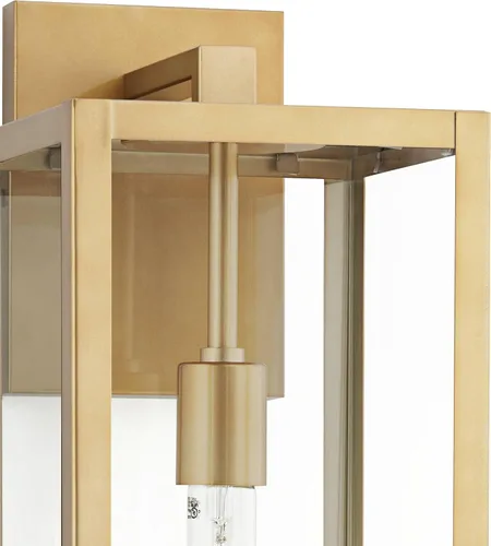 Vista 3 de John Timberland Titan - Juego de 2 lámparas de pared modernas para exteriores, marco rectangular dorado suave de 20 1/4 pulgadas, paneles de vidrio
