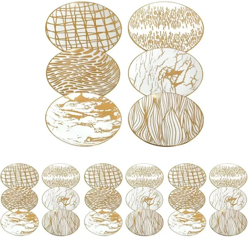 Vista 12 de Certified International Matrix - Platos de almuerzo/canapé chapados en oro, 6 pulgadas, juego de 6 diseños surtidos