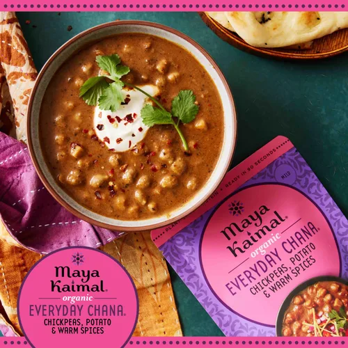 Vista 3 de Maya Kaimal - Chana de la India orgánica de todos los días - Paquete de variedad 10oz - Totalmente cocinado - Vegano - Apto para microondas