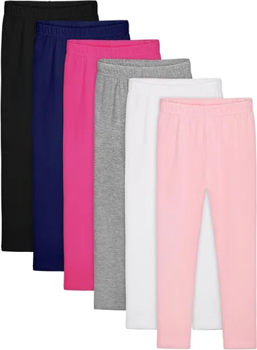 Vista 10 de Resinta Paquete de 6 Leggings de Algodón para Niñas Pantalones Ajustados Elásticos de Ponerse Fácil con Cintura Elástica Extensibles de Longitud