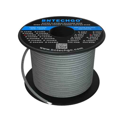 Vista 12 de BNTECHGO Carrete de alambre de silicona calibre 12, 50 pies, color marrón, flexible, 12 AWG, alambre de cobre estañado trenzado