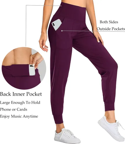 Vista 88 de Oalka - Pantalones deportivos para mujer, con cintura alta y bolsillos, para hacer deporte, yoga y entrenar