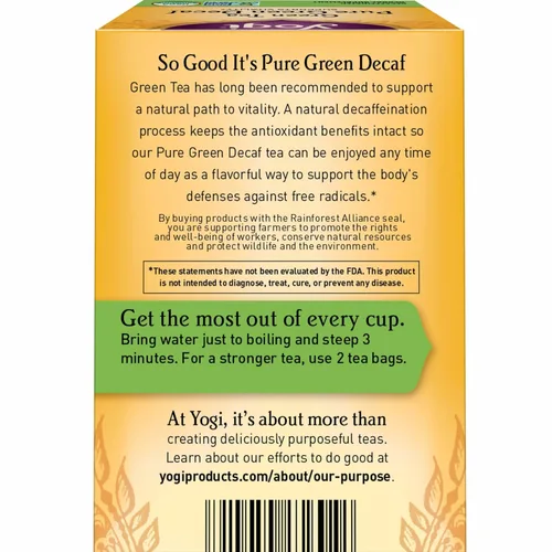 Vista 3 de Yogi Tea - Té verde puro descafeinado (paquete de 6) - Apoya la vitalidad - 96 bolsitas de té
