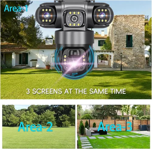 Vista 5 de Cámara de seguridad para exteriores Tri-Lens 4G Solar PTZ