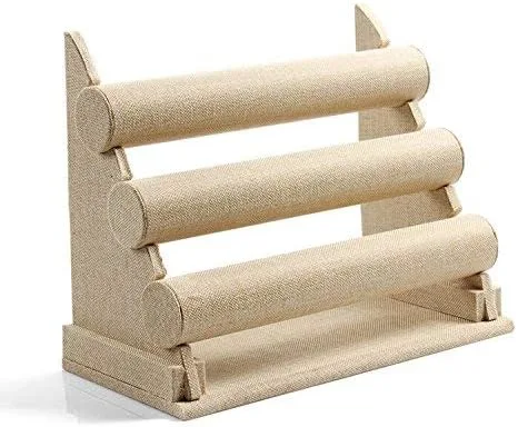 Vista 2 de ChezMax Soporte de joyería desmontable de 3 niveles para reloj de pulsera collar - lino