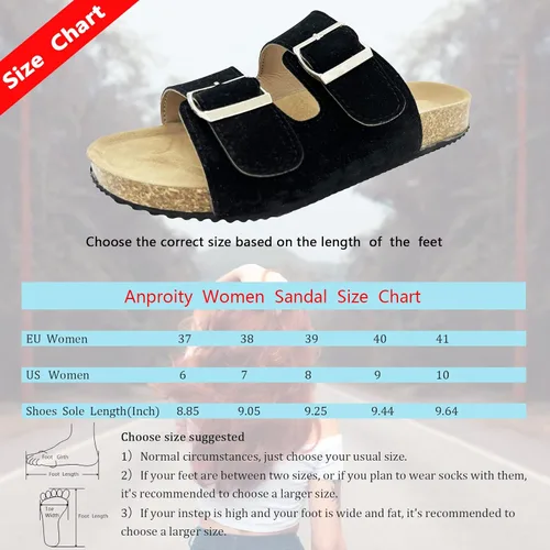 Vista 6 de Anproity Womens Slide Sandal Cork Footbed Sole Comfortable Adjustable Two Strap Buckle Sandals