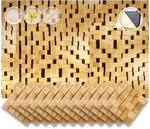 Vista 9 de 1 Panel de arte de pared de madera de Finlandia de alto grado estilo bloque estético Difusor de sonido acústico STC 27 Decoración para el hogar