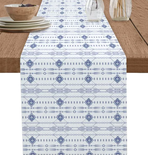 Vista 10 de Blush Pink Cotton Linen Small Table Runner 13 x 36 inch Non-Slip Rectangular Dining Table Decor for Wedding Party Holiday Dinner Christmas Pine Tree