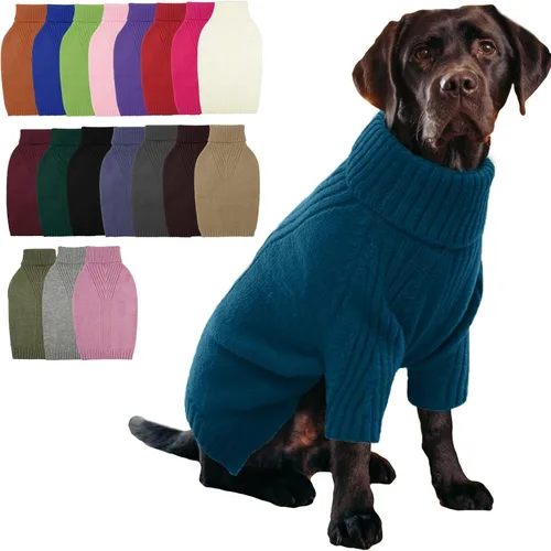 Vista 37 de IECOii Suéter de perro salchicha de cuello alto para perros pequeños, medianos y hembras, elástico y transpirable, abrigo de punto cálido, para Negro