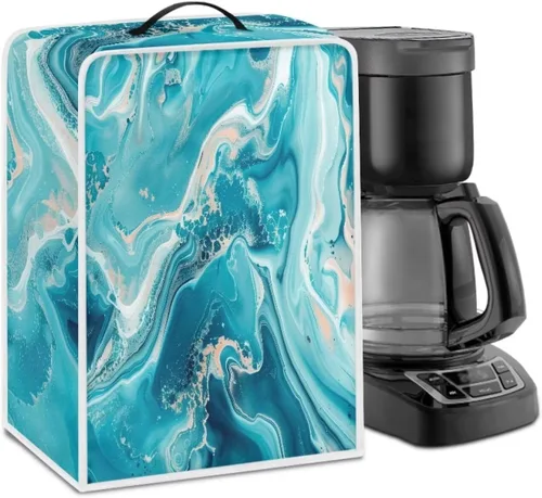 Vista 22 de DISNIMO Cubierta antipolvo para cafetera de mariposa azul, fundas para máquina de hacer café de cocina con mango superior, cubierta